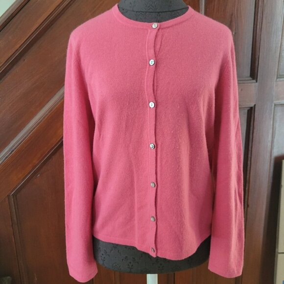 Charter Club Women's size M 2-Ply Cashmere Cardigan Sweater Button pink - Picture 1 of 5
